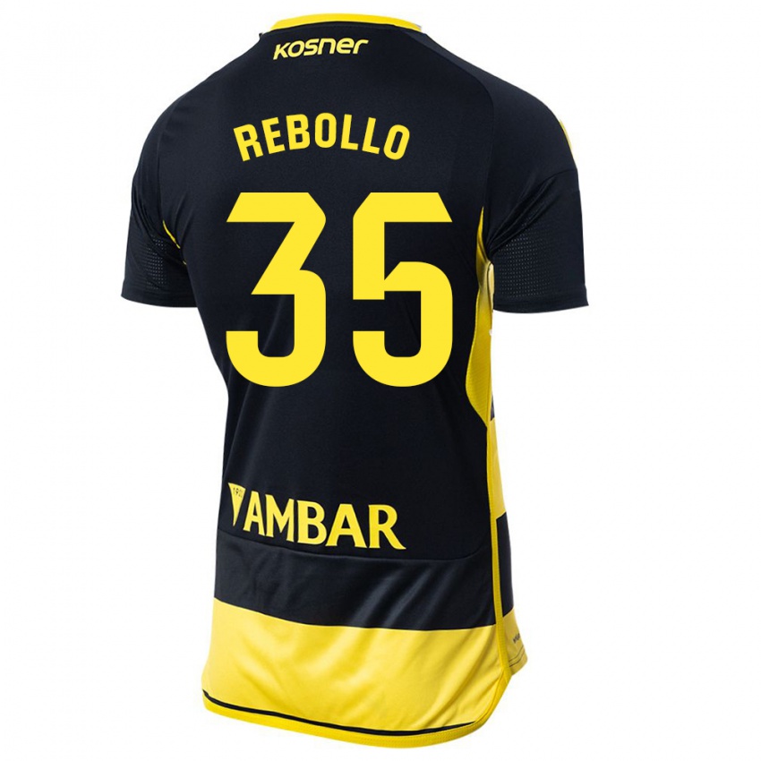 Dames Dani Rebollo #35 Zwart Geel Uitshirt Uittenue 2023/24 T-Shirt België