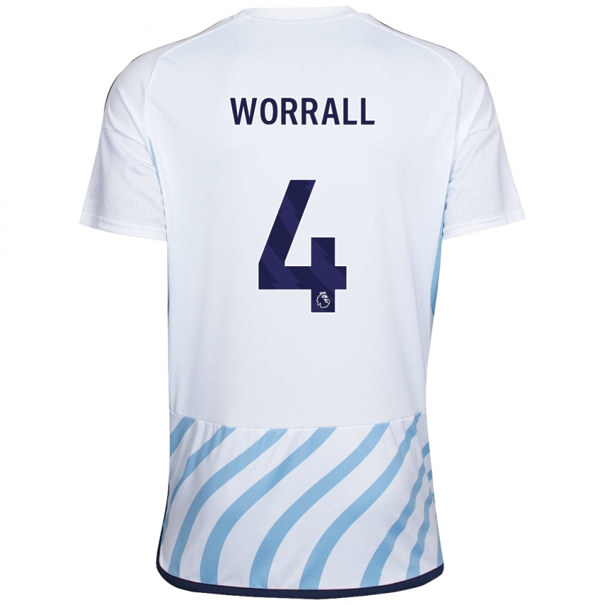 Dames Joe Worrall #4 Wit Blauw Uitshirt Uittenue 2023/24 T-Shirt België