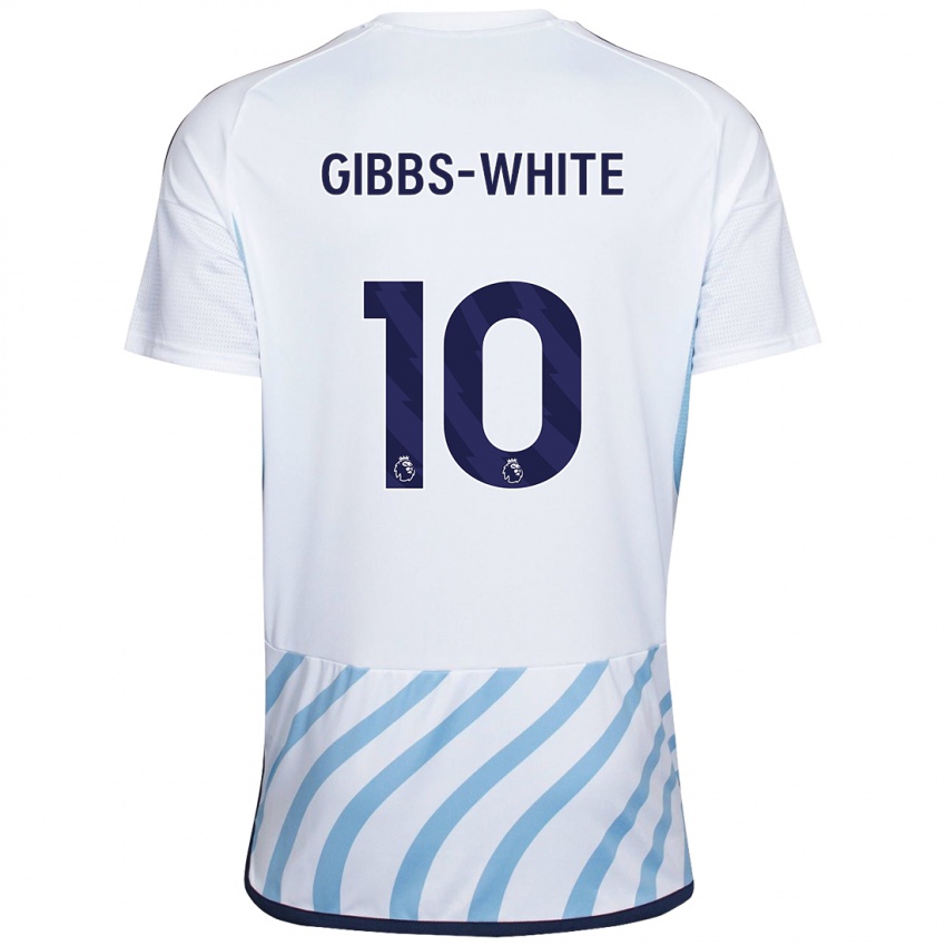 Dames Morgan Gibbs-White #10 Wit Blauw Uitshirt Uittenue 2023/24 T-Shirt België