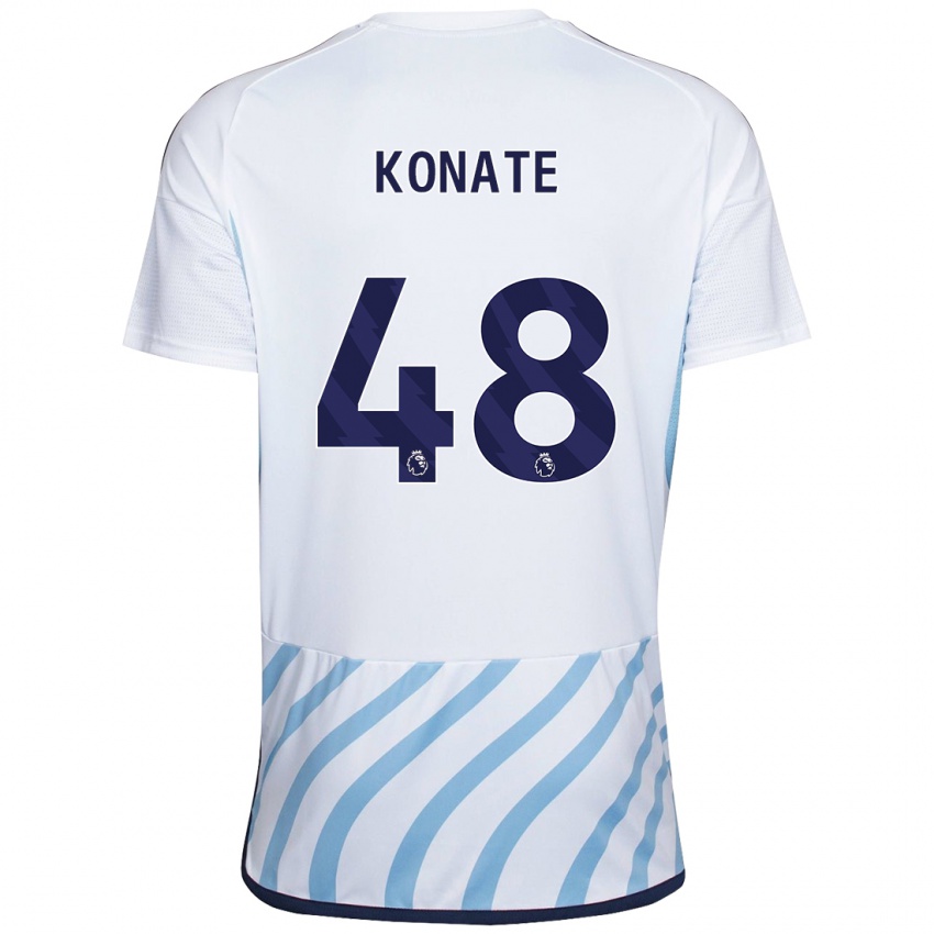 Dames Ateef Konaté #48 Wit Blauw Uitshirt Uittenue 2023/24 T-Shirt België
