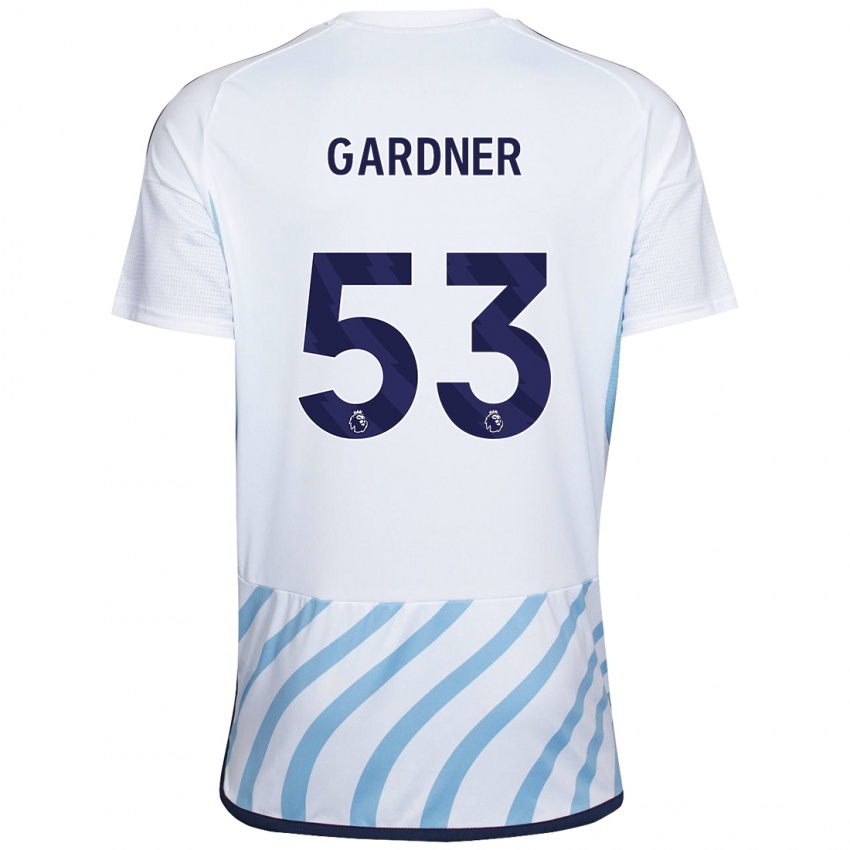 Dames Joe Gardner #53 Wit Blauw Uitshirt Uittenue 2023/24 T-Shirt België