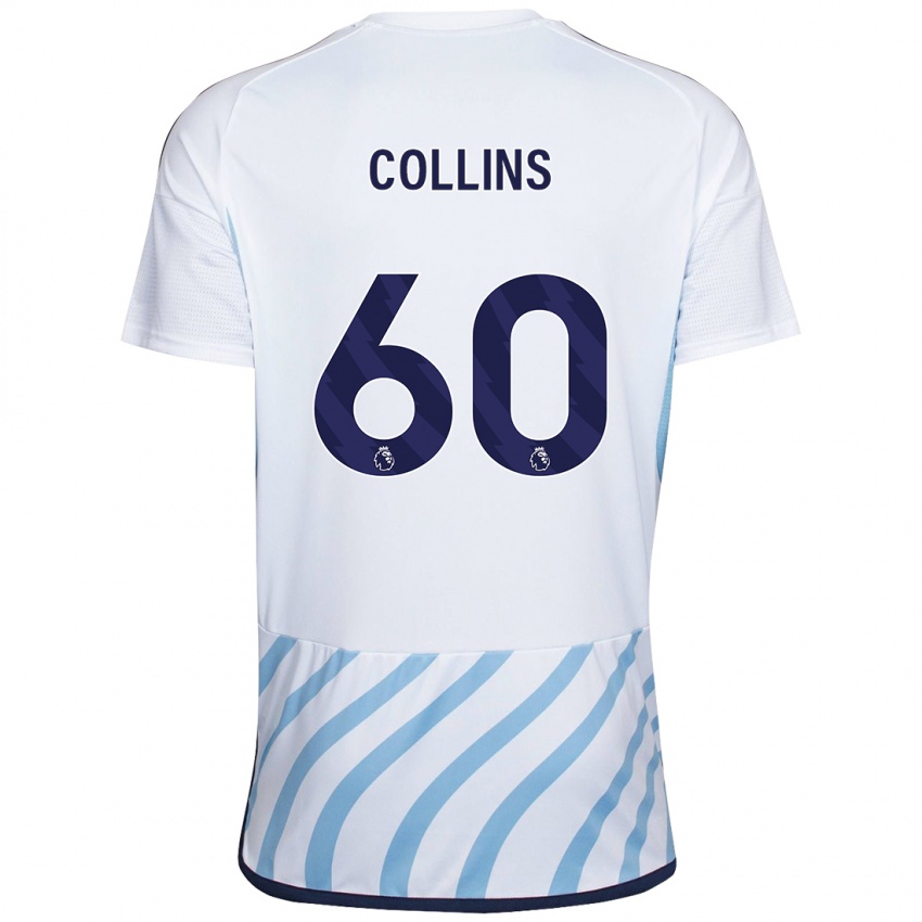Dames Sam Collins #60 Wit Blauw Uitshirt Uittenue 2023/24 T-Shirt België