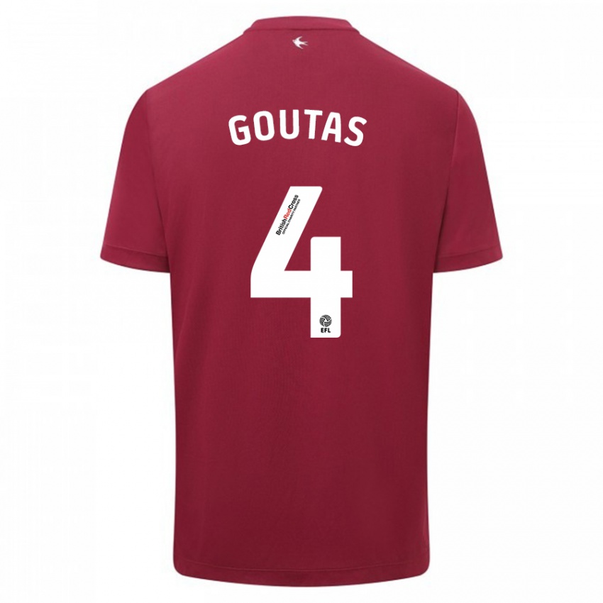 Dames Dimitrios Goutas #4 Rood Uitshirt Uittenue 2023/24 T-Shirt België