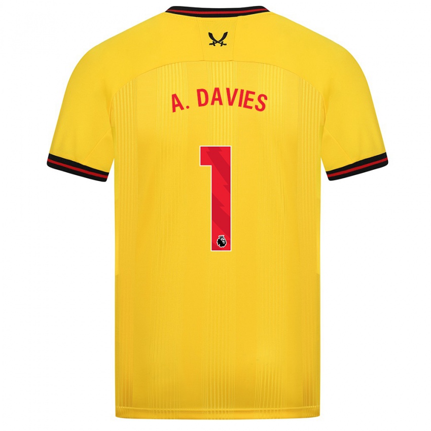 Dames Adam Davies #1 Geel Uitshirt Uittenue 2023/24 T-Shirt België