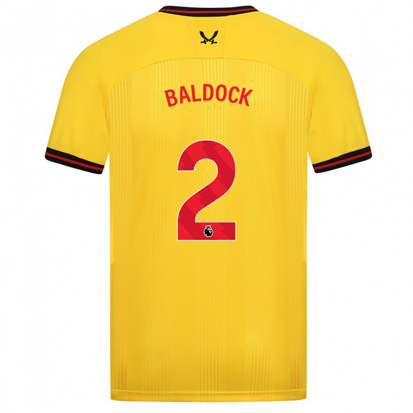 Dames George Baldock #2 Geel Uitshirt Uittenue 2023/24 T-Shirt België