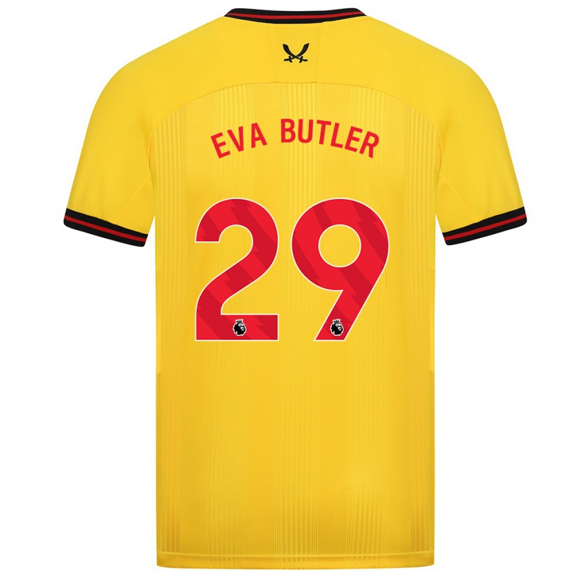 Damen Eva Butler #29 Gelb Auswärtstrikot Trikot 2023/24 T-Shirt Belgien