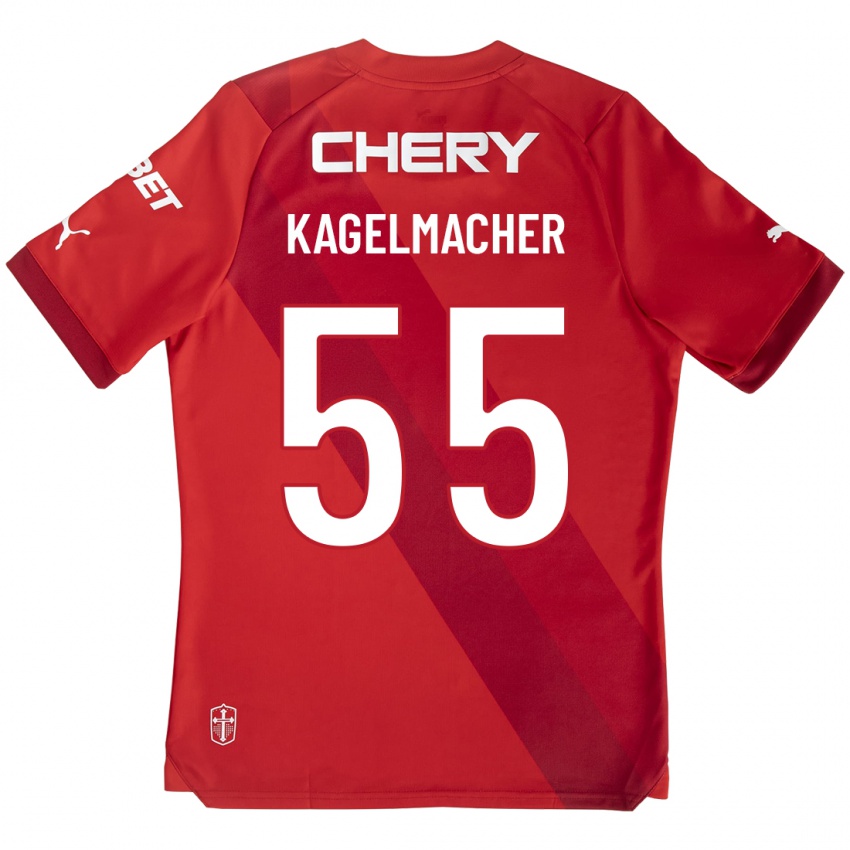 Dames Gary Kagelmacher #55 Rood Uitshirt Uittenue 2023/24 T-Shirt België