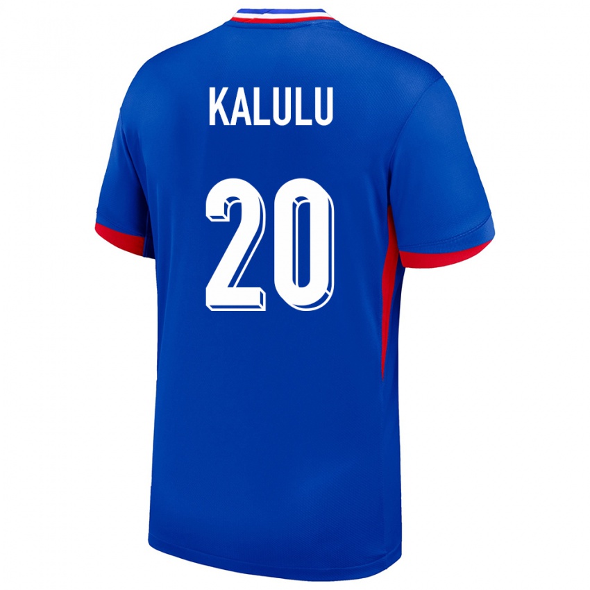 Kinder Frankreich Pierre Kalulu #20 Blau Heimtrikot Trikot 24-26 T-Shirt Belgien