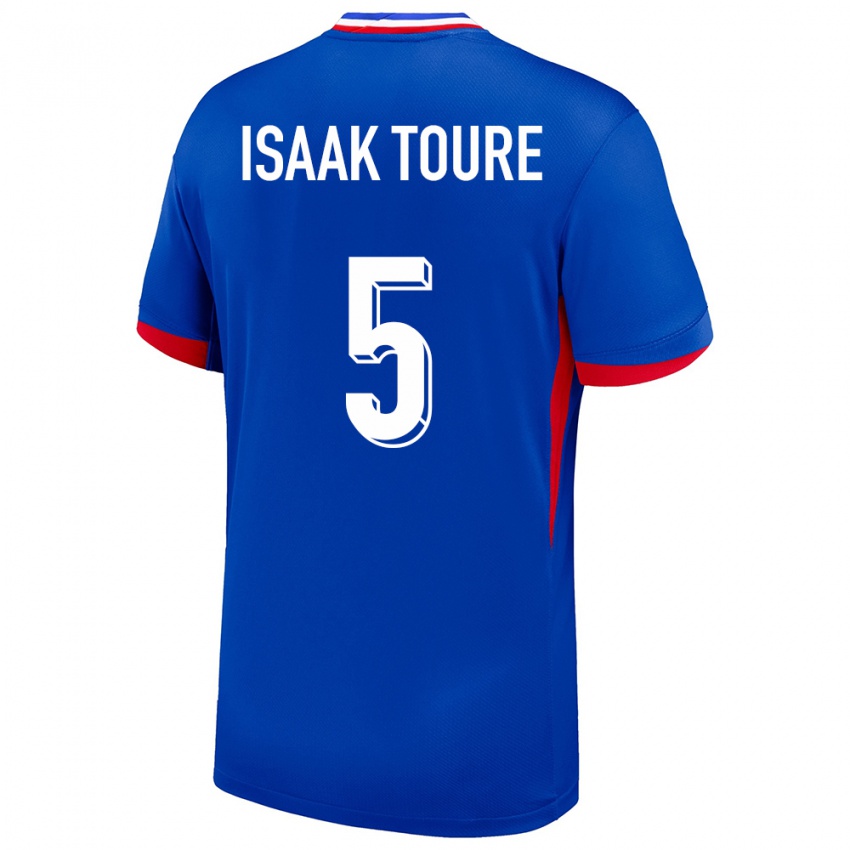 Enfant Maillot France Souleymane Isaak Toure #5 Bleu Tenues Domicile 24-26 T-Shirt Belgique