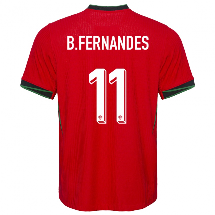 Enfant Maillot Portugal Bruno Fernandes #11 Rouge Tenues Domicile 24-26 T-Shirt Belgique