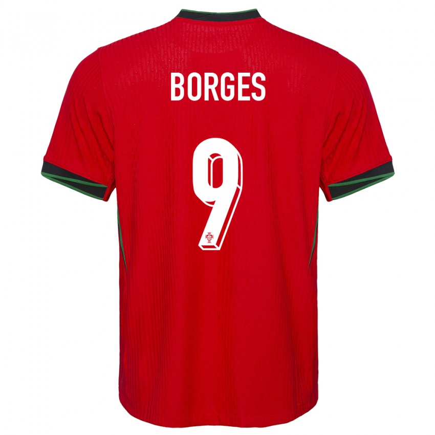 Enfant Maillot Portugal Ana Borges #9 Rouge Tenues Domicile 24-26 T-Shirt Belgique