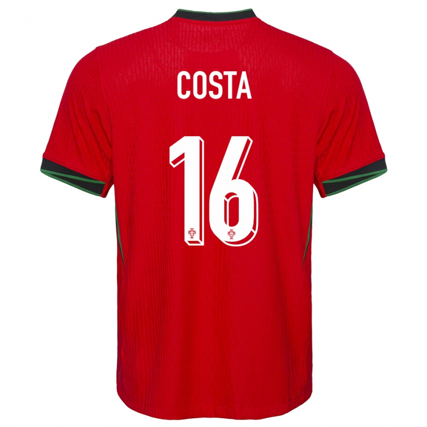 Enfant Maillot Portugal David Costa #16 Rouge Tenues Domicile 24-26 T-Shirt Belgique