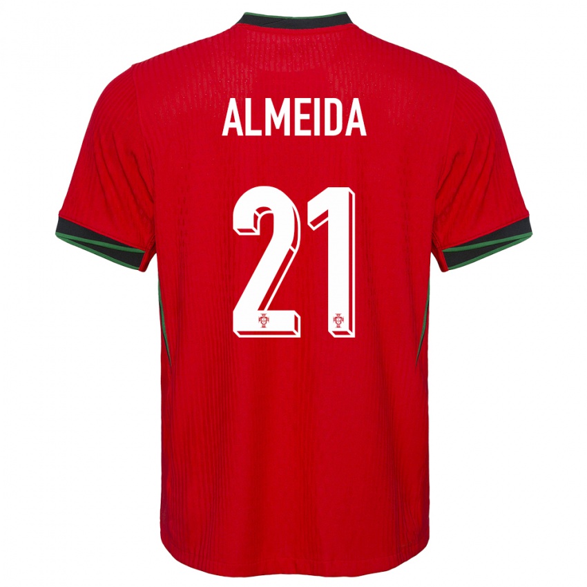 Enfant Maillot Portugal Andre Almeida #21 Rouge Tenues Domicile 24-26 T-Shirt Belgique