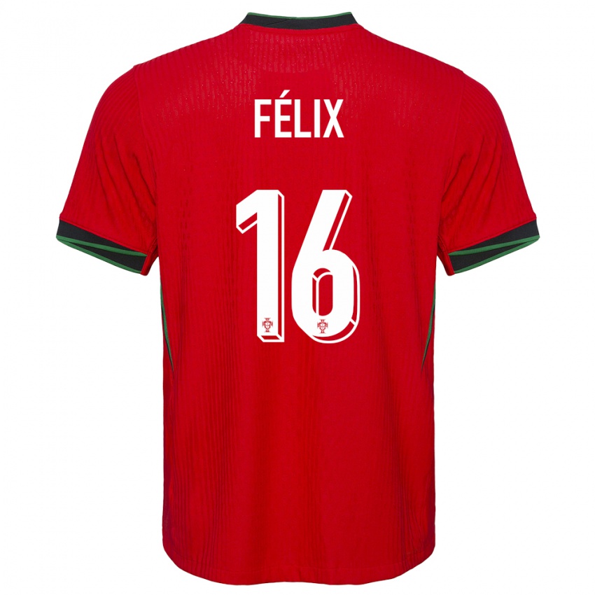 Enfant Maillot Portugal Hugo Felix #16 Rouge Tenues Domicile 24-26 T-Shirt Belgique