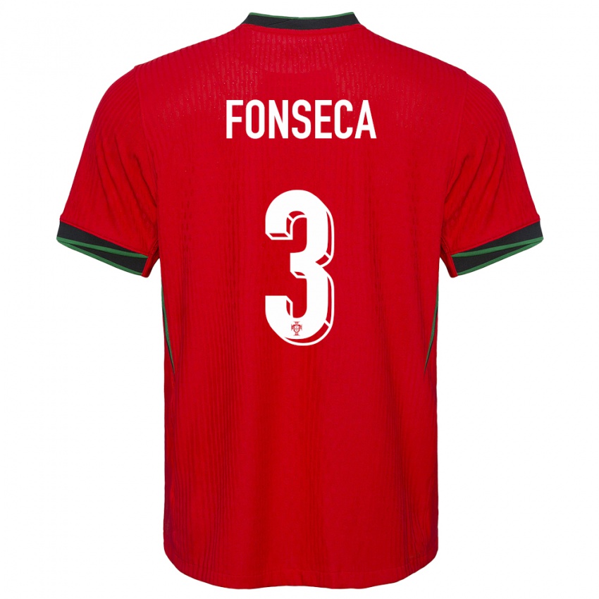Enfant Maillot Portugal Joao Fonseca #3 Rouge Tenues Domicile 24-26 T-Shirt Belgique
