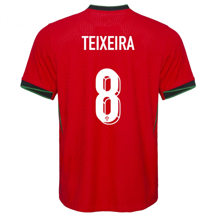 Enfant Maillot Portugal Joao Teixeira #8 Rouge Tenues Domicile 24-26 T-Shirt Belgique