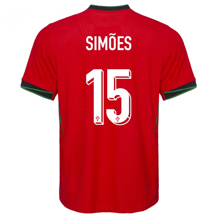 Enfant Maillot Portugal Joao Simoes #15 Rouge Tenues Domicile 24-26 T-Shirt Belgique