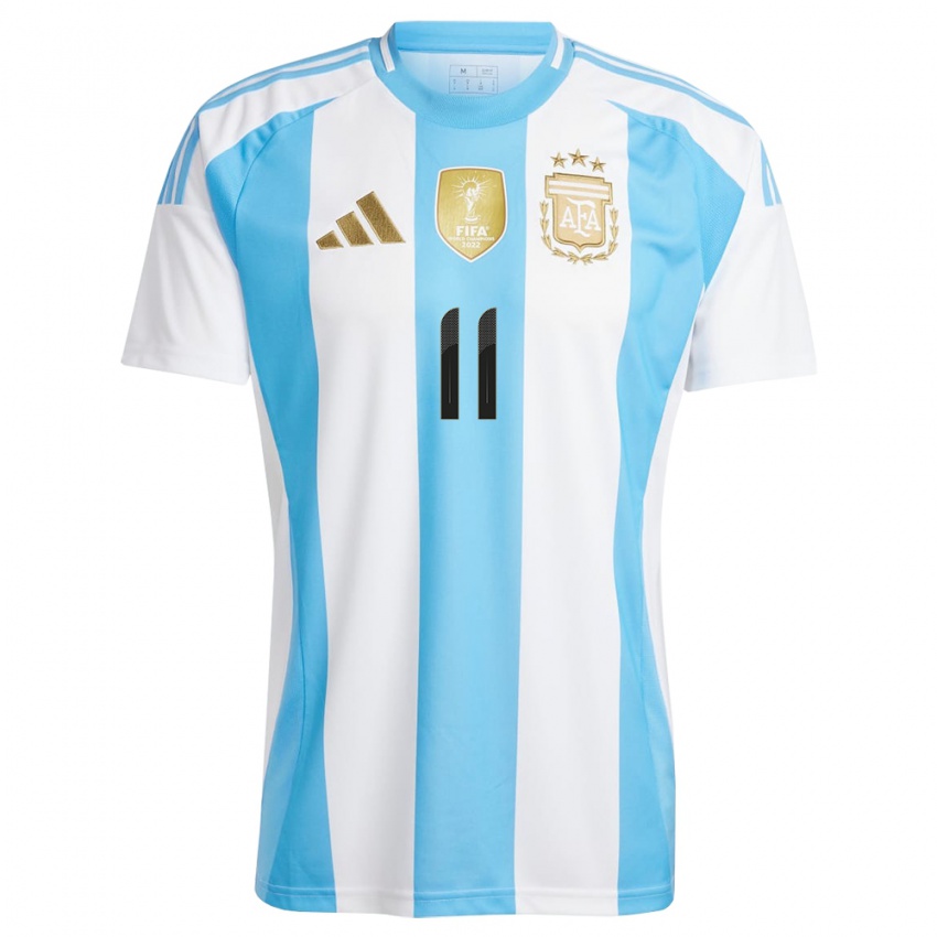 Kinderen Argentinië Angel Di Maria #11 Wit Blauw Thuisshirt Thuistenue 24-26 T-Shirt België