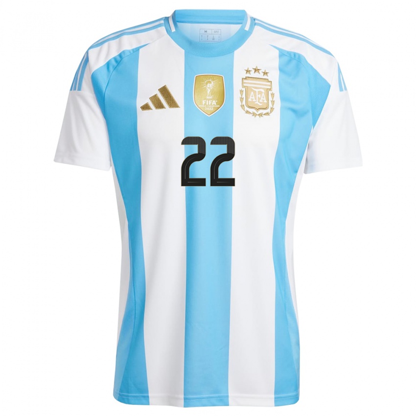 Kinder Argentinien Estefania Banini #22 Weiß Blau Heimtrikot Trikot 24-26 T-Shirt Belgien