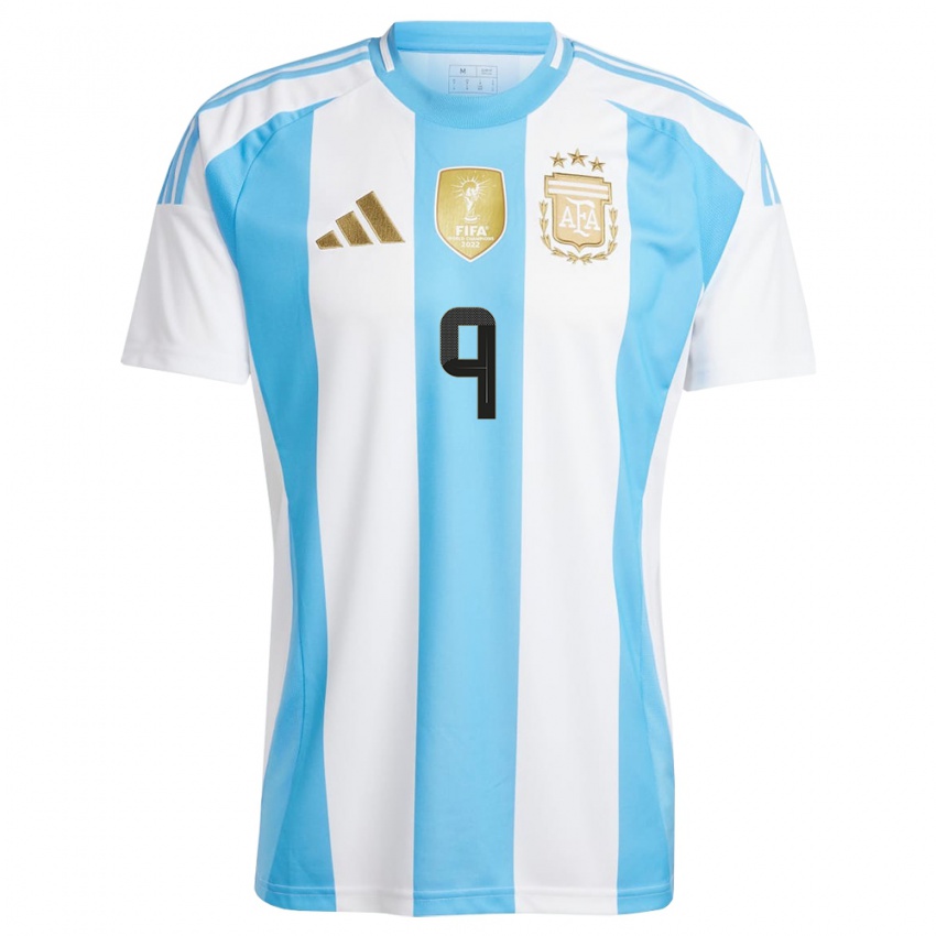 Kinderen Argentinië Julian Alvarez #9 Wit Blauw Thuisshirt Thuistenue 24-26 T-Shirt België