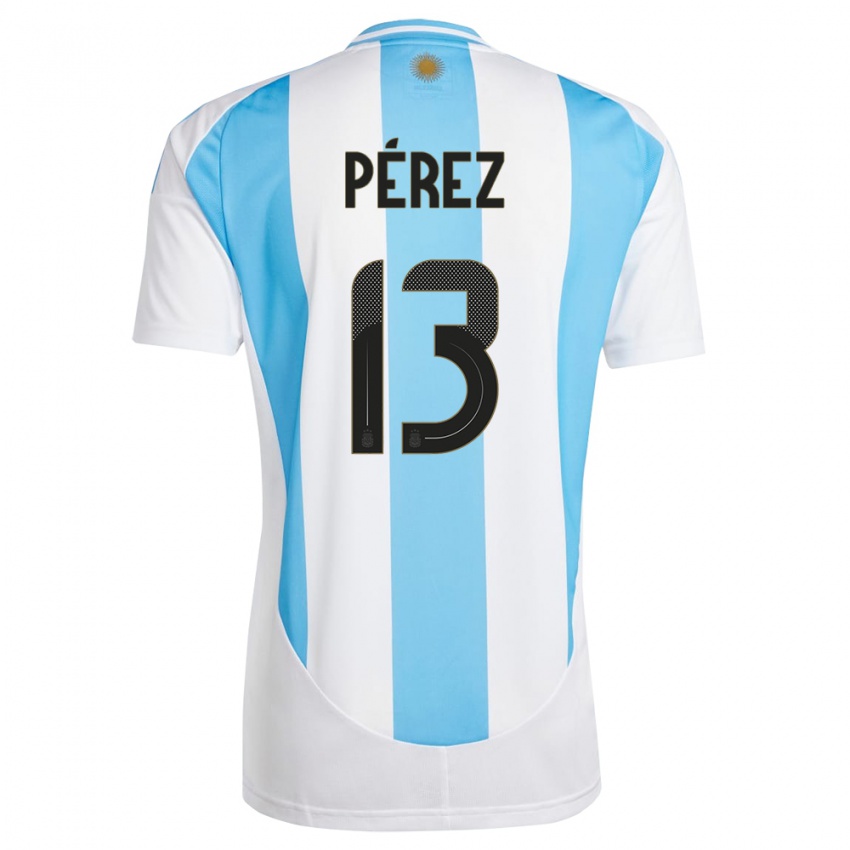 Kinderen Argentinië Nehuen Perez #13 Wit Blauw Thuisshirt Thuistenue 24-26 T-Shirt België