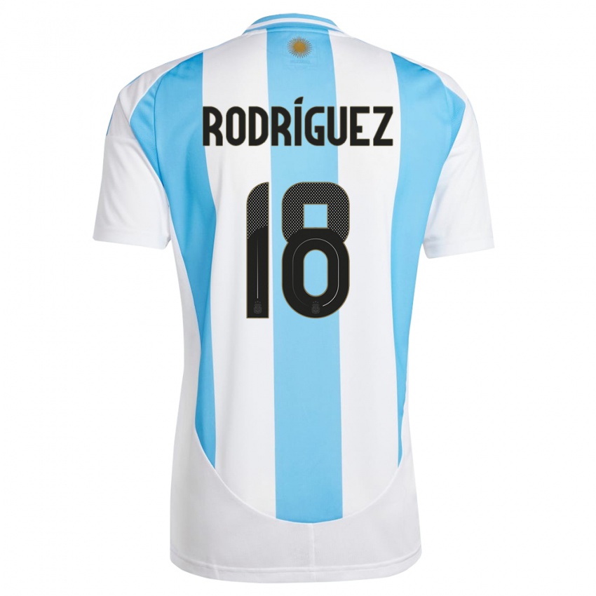 Kinderen Argentinië Guido Rodriguez #18 Wit Blauw Thuisshirt Thuistenue 24-26 T-Shirt België