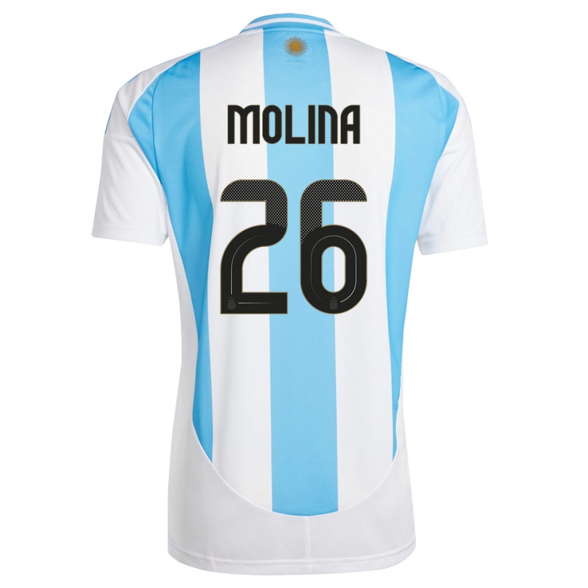 Enfant Maillot Argentine Nahuel Molina #26 Blanc Bleu Tenues Domicile 24-26 T-Shirt Belgique