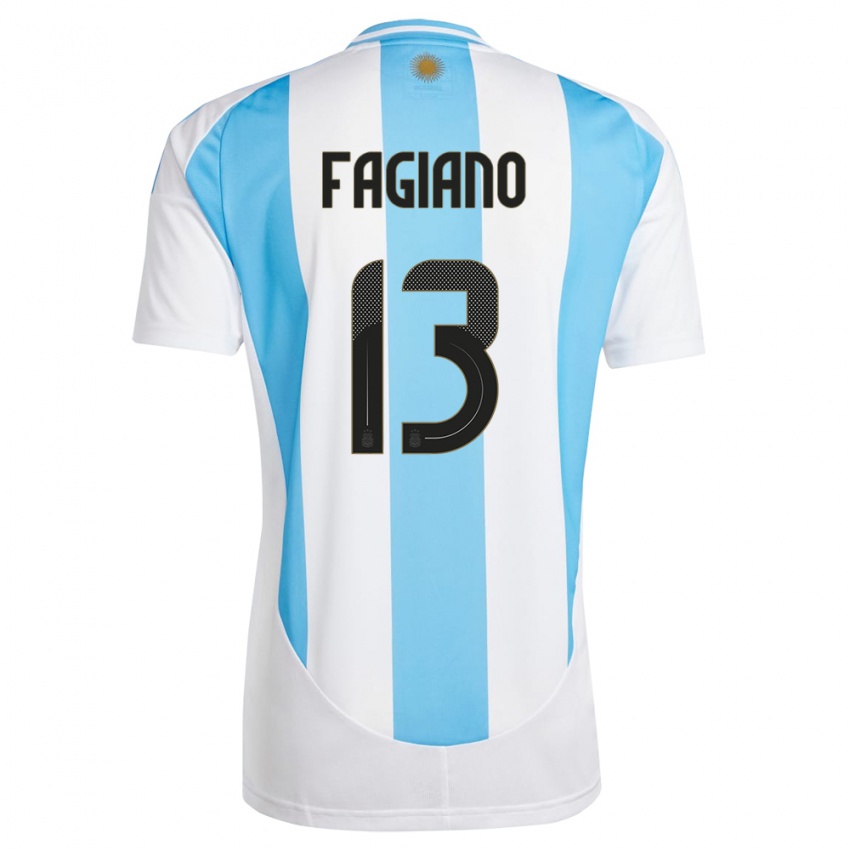 Enfant Maillot Argentine Paloma Fagiano #13 Blanc Bleu Tenues Domicile 24-26 T-Shirt Belgique