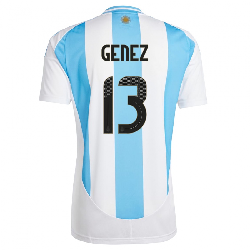 Kinderen Argentinië Nahuel Genez #13 Wit Blauw Thuisshirt Thuistenue 24-26 T-Shirt België