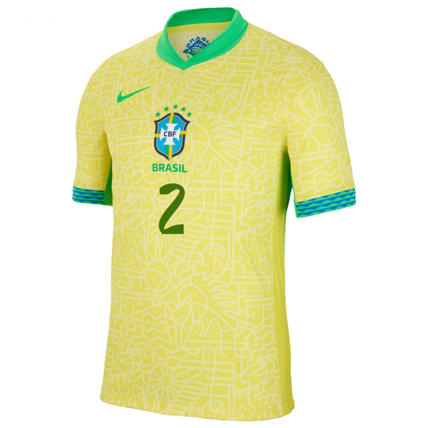 Kinder Brasilien Danilo #2 Gelb Heimtrikot Trikot 24-26 T-Shirt Belgien