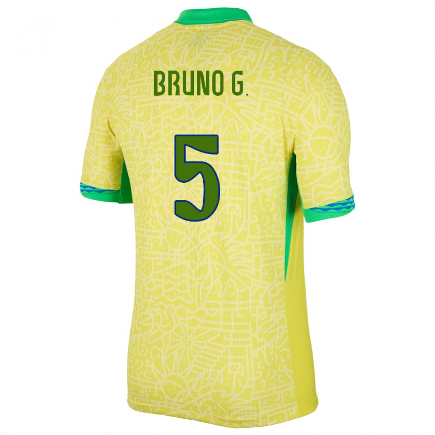 Kinder Brasilien Bruno Guimaraes #5 Gelb Heimtrikot Trikot 24-26 T-Shirt Belgien
