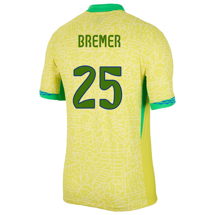 Kinder Brasilien Bremer #25 Gelb Heimtrikot Trikot 24-26 T-Shirt Belgien