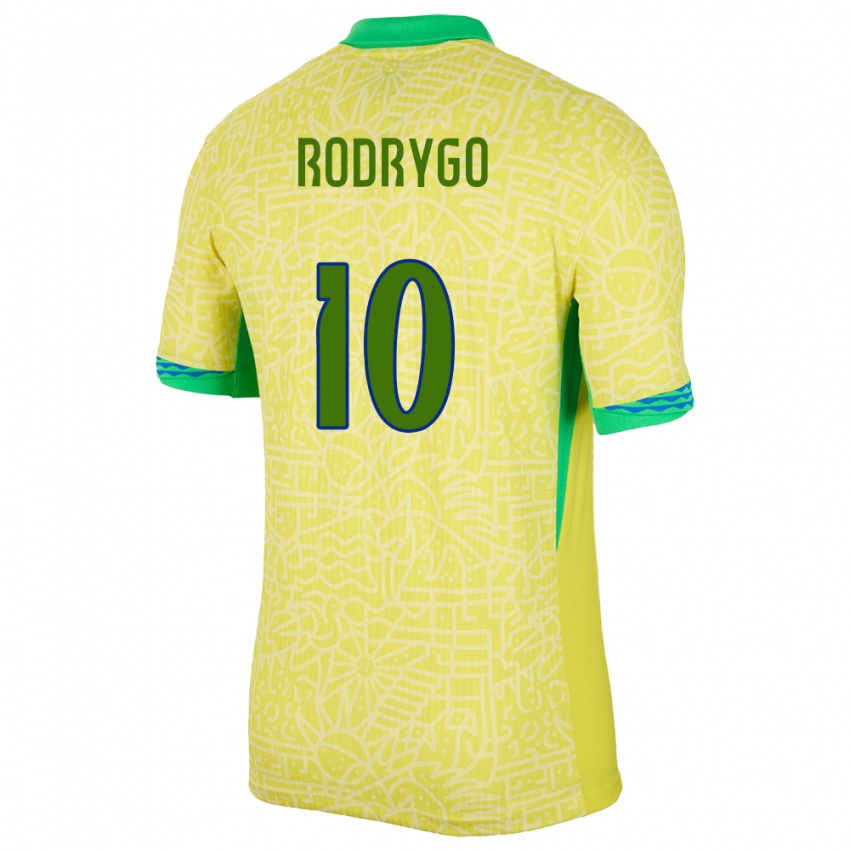 Kinder Brasilien Rodrygo #10 Gelb Heimtrikot Trikot 24-26 T-Shirt Belgien