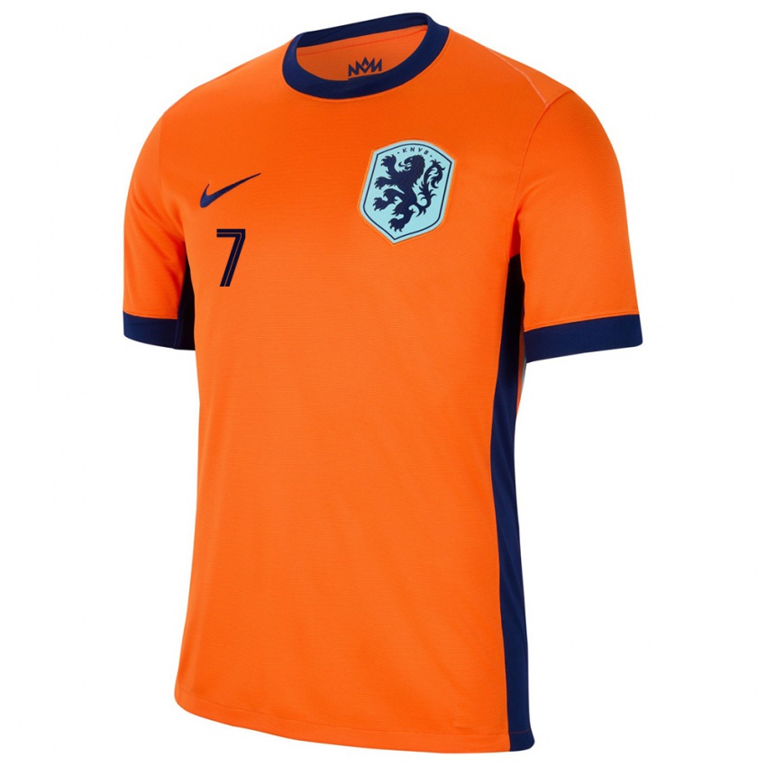 Enfant Maillot Pays-Bas Kayleigh Van Dooren #7 Orange Tenues Domicile 24-26 T-Shirt Belgique