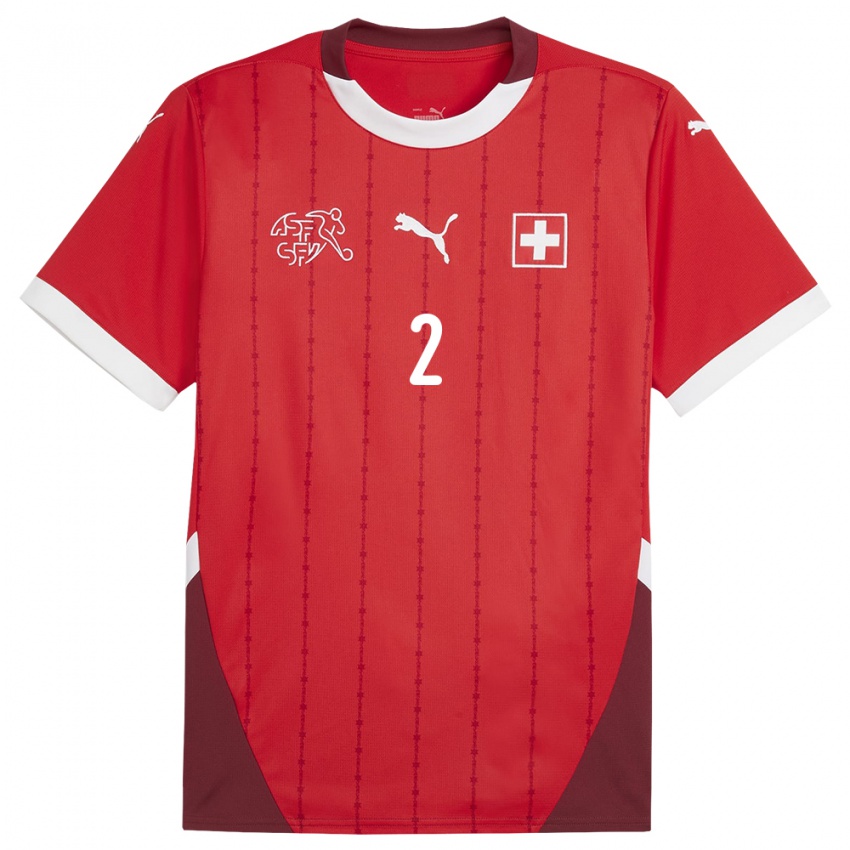 Enfant Maillot Suisse Philip Naf #2 Rouge Tenues Domicile 24-26 T-Shirt Belgique