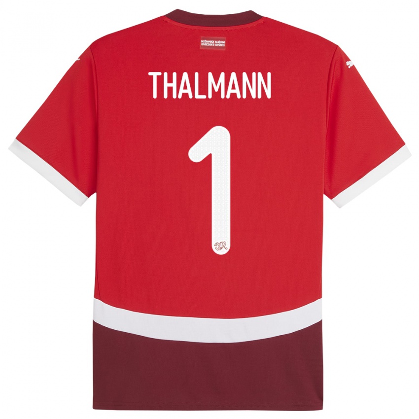 Enfant Maillot Suisse Gaelle Thalmann #1 Rouge Tenues Domicile 24-26 T-Shirt Belgique
