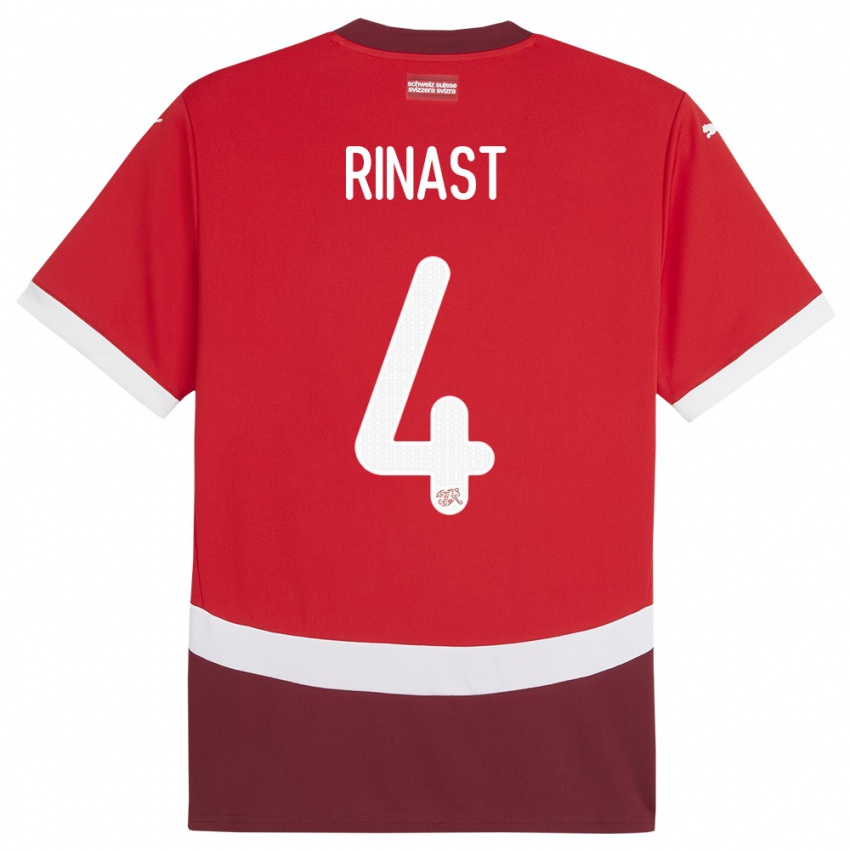 Enfant Maillot Suisse Rachel Rinast #4 Rouge Tenues Domicile 24-26 T-Shirt Belgique