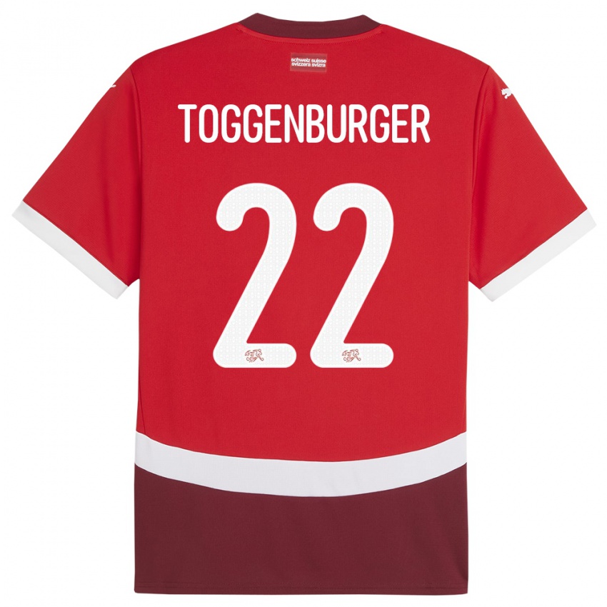 Enfant Maillot Suisse Nando Toggenburger #22 Rouge Tenues Domicile 24-26 T-Shirt Belgique