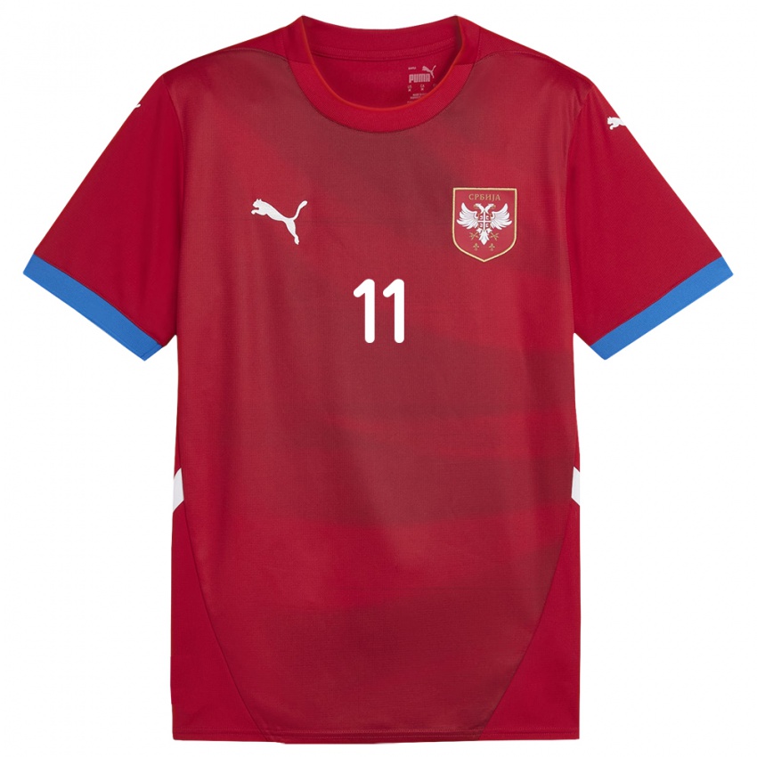 Enfant Maillot Serbie Miljana Ivanovic #11 Rouge Tenues Domicile 24-26 T-Shirt Belgique