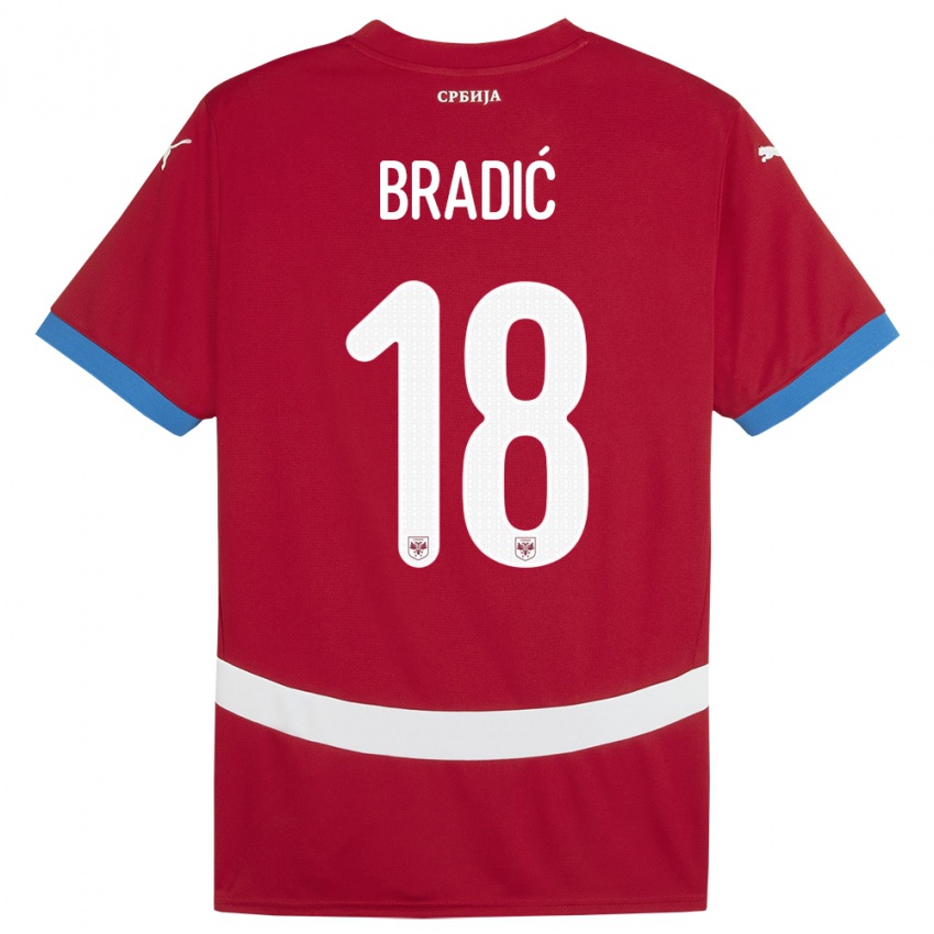 Kinderen Servië Biljana Bradic #18 Rood Thuisshirt Thuistenue 24-26 T-Shirt België