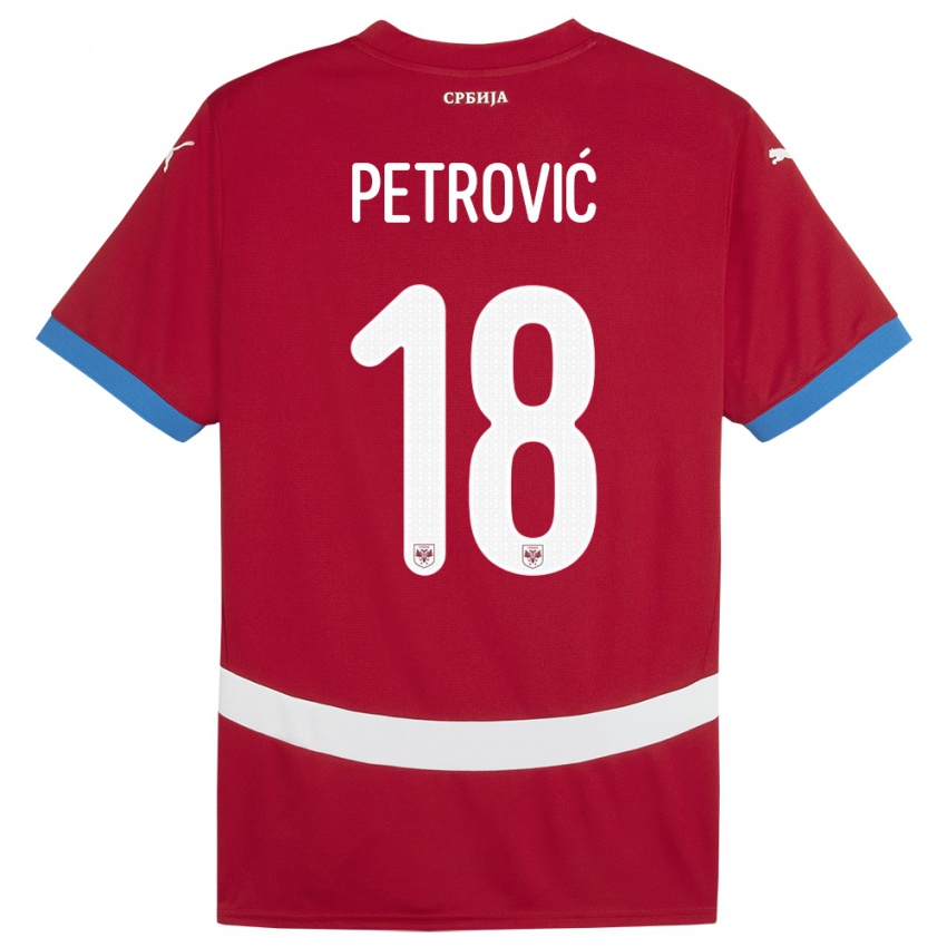 Enfant Maillot Serbie Emilija Petrovic #18 Rouge Tenues Domicile 24-26 T-Shirt Belgique