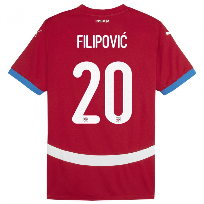 Enfant Maillot Serbie Tijana Filipovic #20 Rouge Tenues Domicile 24-26 T-Shirt Belgique