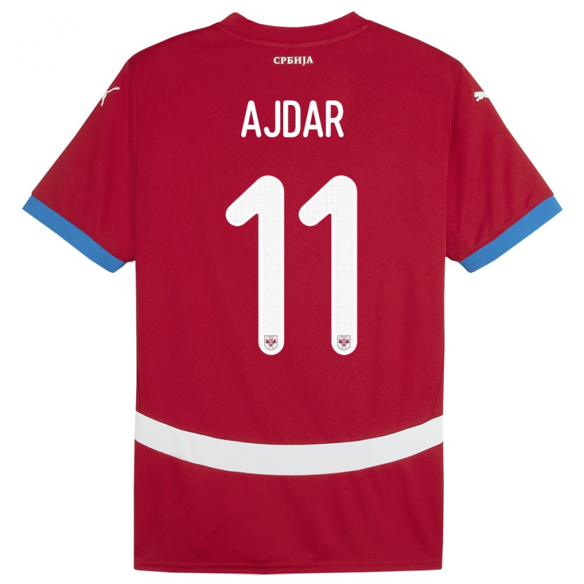 Enfant Maillot Serbie Ognjen Ajdar #11 Rouge Tenues Domicile 24-26 T-Shirt Belgique