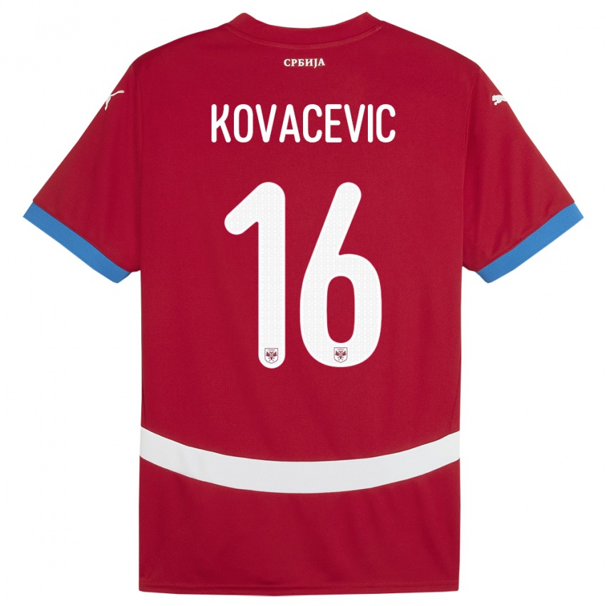Kinderen Servië Bojan Kovacevic #16 Rood Thuisshirt Thuistenue 24-26 T-Shirt België
