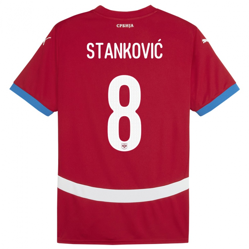 Kinderen Servië Aleksandar Stankovic #8 Rood Thuisshirt Thuistenue 24-26 T-Shirt België