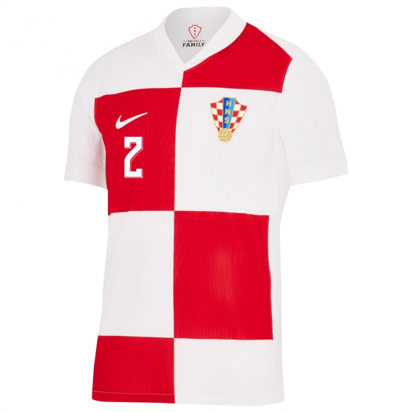 Enfant Maillot Croatie Dario Bijelic #2 Blanc Rouge Tenues Domicile 24-26 T-Shirt Belgique