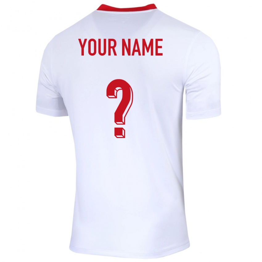 Enfant Maillot Pologne Votre Nom #0 Blanc Tenues Domicile 24-26 T-Shirt Belgique
