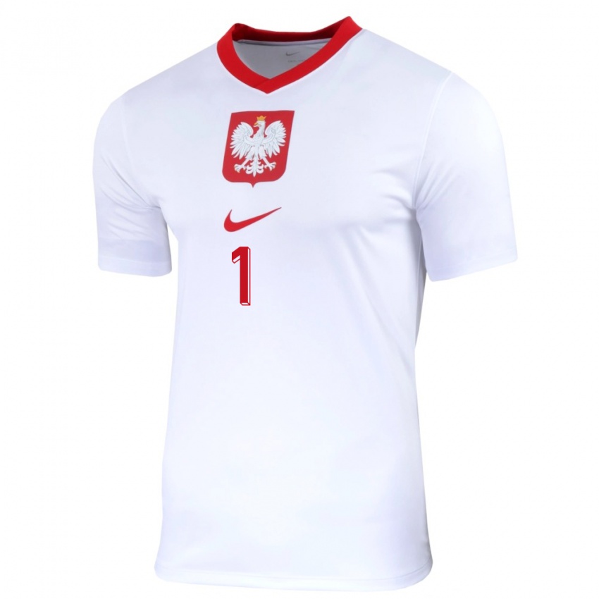 Enfant Maillot Pologne Aleksander Mickielewicz #1 Blanc Tenues Domicile 24-26 T-Shirt Belgique