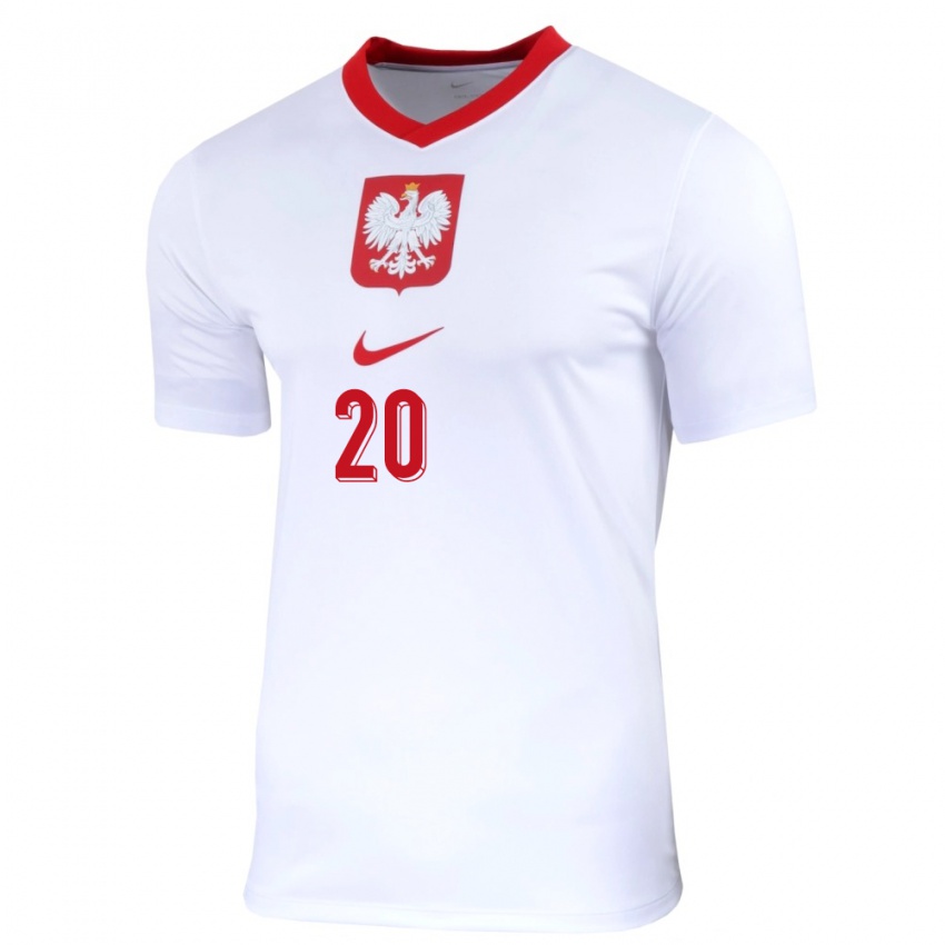 Enfant Maillot Pologne Nikola Karczewska #20 Blanc Tenues Domicile 24-26 T-Shirt Belgique