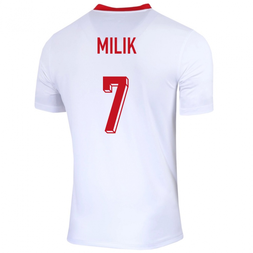 Enfant Maillot Pologne Arkadiusz Milik #7 Blanc Tenues Domicile 24-26 T-Shirt Belgique